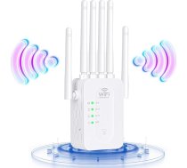 WiFi retranslators, WiFi Extender 6 3dBi antenas, 2 Ethernet pieslēgvietas, 3-in-1 piekļuves metode - retranslators/AP/maršrutētājs, WLAN pastiprinātāja signāla pārklājums 10000 cu.ft, interneta pastiprinātājs mājai un birojam.