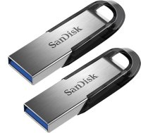 SanDisk Ultra Flair USB 3.0 zibatmiņas diskdziņš 64 GB (izturīgs un elegants metāla korpuss, aizsardzība pret paroli, 150 MB/s nolasīšanas ātrums), melns (2 gab.)