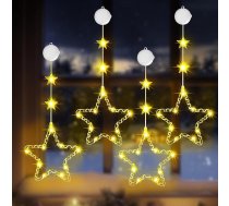 OUILA 4 LED zvaigžņu Ziemassvētku apgaismojuma komplekts Ziemassvētku dekorācijas Iekštelpu Ziemassvētku zvaigzne ar bateriju un taimeri Piesūcekņi logiem Pasaku apgaismojums Ziemassvētku dāvanām Ziemassvētku dekorācijas