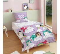 Squishmallows gultas veļas komplekts 135 x 200 cm sega un 80 x 80 cm spilvendrāna (2 daļas) - Oeko-Tex sertificēts un 100% kokvilna - gluda divpusēja gultas veļa ar pogu aizdari - bērniem kolekcionāriem