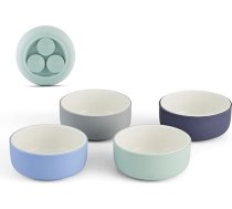 Elk and Friends bērnu porcelāna bļodas ar silikona piesūcekni mazuļu barošanai, piemērotas mikroviļņu krāsnīm un trauku mazgājamajām mašīnām, neslīdošas, piemērotas putrām, zupām, uzkodām un vakariņām.