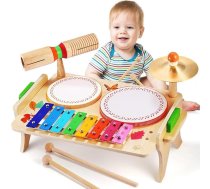 Sweet time bērnu bungu komplekts, mūzikas instrumentu bērnu komplekts, mūzikas bērnu rotaļlieta ar ksilofonu, koka rotaļlieta, mūzikas rotaļlieta mazulim, Montessori mācību rotaļlieta, bungu komplekts mazulīšiem, zēniem, meitenēm