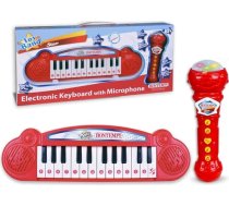 Bontempi mini klaviatūra un karaoke mikrofons, sarkans