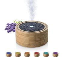 Medisana AD 625 aromāta difuzors no bambusa, koka atomizators ar spa gaismu 6 krāsās, ēteriskajām eļļām, eļļas deglis ar taimeri, 100 ml