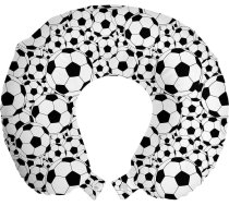 ABAKUHAUS Futbola ceļojuma spilvens kakla atbalstam, 2 gab. Monochromatiskas bumbiņas Zēniem Putu ceļojuma preces lidmašīnām un automašīnām, 30 x 30 cm, balts melns