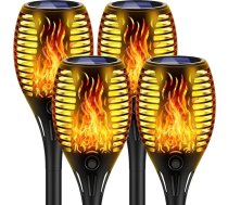 Saules gaismas lampa āra dārzam ar reālistisku liesmu efektu, IP65 ūdensizturīga saules lampa, 33 LED, ideāli piemērota celiņiem, terasēm, kempingiem un dekorēšanai, zāliena dekorēšanai, 4 gab. iepakojumā