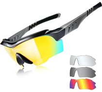 ROCKBROS velosipēdu brilles Sporta brilles Polarizētas saulesbrilles Velo brilles Vīriešiem un sievietēm Āra vējaizturīgas smilšu velosipēdu skriešanas brilles ar dioptriju ieliktņiem Pelēkas