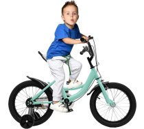 Bērnu velosipēds 16 collas meitenēm un zēniem, augstuma regulējams, bērnu velosipēds ar atbalsta riteņiem no 4 gadu vecuma, rozā/dzeltens/zaļš