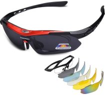 LumiSyne sporta brilles Polarizētas vīriešu un sieviešu velosipēdu brilles ar 5 maināmiem stikliem UV 400 aizsardzība Superviegls rāmis ar saulesbrilles siksnu sportam, atpūtai, velosipēdu braukšanai, motociklu braukšanai