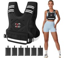 VBSD regulējama svara veste vīriešiem un sievietēm, 4–10 lb/11–20 lb/20–32 lb veste ar 6 dzelzs svariem, ķermeņa svara veste ar atstarojošu lenti skriešanai, iešanai, spēka treniņiem, vingrošanai