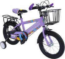 Bērnu velosipēds 14 collas ar aizmugurējo sēdekli, velosipēds bērniem ar grozu un stabilizatoriem, bērnu velosipēds no 3 gadu vecuma zēniem un meitenēm, augstumā regulējami bērnu velosipēdi