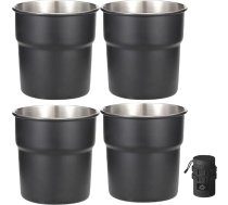 4PCS nerūsējošā tērauda krūzes 300 ml tējas, kafijas, piena, alus krūzes Pārnēsājamas, saliekamas, kempinga piederumi, nerūsējošā tērauda pārgājienu krūzes, dzeramkrūzes