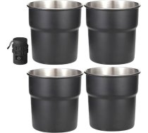 4 gab. Stāpējami kempinga ūdens krūzes 300 ml tējas, kafijas, piena, alus krūzes nerūsējošā tērauda krūzes āra ceļojumu krūzes Stāpējamas kempinga ūdens krūzes āra ceļojumu dzērieni