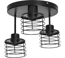 ISLA sienas un griestu gaismeklis, jauda maks. 3x60 W, E27, melns, apaļa pamatne, daudzlīmeņu, fiksētas lampu galviņas