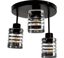 SIENA 3P E27, sienas/galda gaismeklis, maks. 3x60 W, melns, apaļa pamatne, fiksētas lampu galviņas, dažādi līmeņi