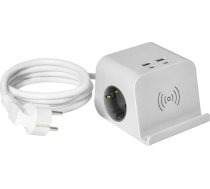 Galda datora strāvas sloksne, USB lādētājs, skrūvējams terminālis un 1,4 m kabelis, 2x2P+Z (Schuko), 4xUSB, balta krāsā