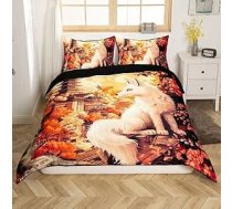 Homemissing Fox gultas veļas komplekts 135 x 200 cm Bērnu japāņu stils Cherry Blossom sega pārklājs bērniem Zēni Meitenes Ukiyoe tēma gultas gultas istabas dekori