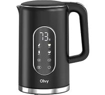 Olvy Elektrischer Wasserkocher 1,7L - Schnellkochender Wasserkocher mit Temperaturregelung, Warmhaltefunktion & Doppelwandigem Edelstahl - Cool-Touch & Anti-Kalk-Filter - Heißwasserkocher Schwarz