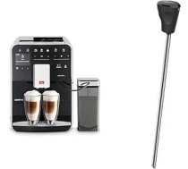Melitta Caffeo Barista TS Smart F850-102 Pilnībā automātisks kafijas automāts ar piena tvertni, viedtālruņa vadība ar Connect lietotni, viena pieskāriena funkcija, melns + piena lance pilnībā automātiskiem kafijas automātiem, nerūsējošais t