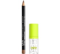 NYX Professional Makeup lūpu mākslinieka komplekts - plāns lūpu zīmuļu zīmulis - krāsa 855 Nude Truffle un lūpu spīdums Fat Oil Lip Drip - krāsa 01 My Main