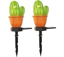 GLEAVI 2 Stück Solar Gartenleuchte Kaktus LED Bodeneinbaulampe aus Kunststoff Solarbetriebene Außenleuchte für Terrasse Hof und Landschaft