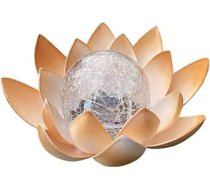 ibasenice Kreative Solar Gartenleuchte Lotus mit Glas Kugel LED Außenbeleuchtung für Terrasse und Hof Automatische Solarlampe mit Stabilem Standfuß