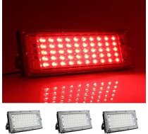 POCKETMAN āra prožektors, 3/6 iepakojuma 50W 220V LED āra prožektors IP66 ūdensizturīgs dārza garāžai, mauriņam, pagalmam (3 iepakojumi, sarkans)