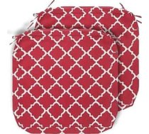 Magpie Fabrics Indoor Outdoor Patio Cushion Cover Replacement 2 Pack, ūdens atgrūdošs slipcover ar saitēm Ziemassvētku dekori dārza krēsls sēdeklis dīvāns sofa sols Wicker (ģeometrija sarkans, 24 x 24 x 4 collas)