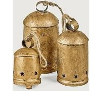 Rustic Cow Bells Vintage stila Ziemassvētku rotājumi Rokām darināti cilindru zvani dekorēšanai Zvaigzne uz apakšējās līnijas Svētku dārzs Pack of 3