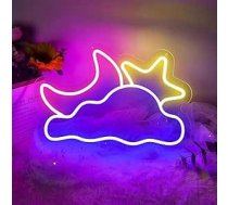 Liela neona zīme Mēness mākonis zvaigzne 16,5 x 11 collu Dimmable LED neona gaisma USB barošana Sienas dekori bērnu istabai Guļamistaba Dzīvojamā istaba Ziemassvētku dzimšanas diena Dāvana