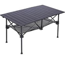 REDCAMP kempinga galds saliekams ar tīklu, 95 x 55 cm, viegls, rullējošs piknika galds ar somu, pārnēsājams āra galds ēdiena gatavošanai, grilēšanai, motorhome, pludmalē, pārgājieniem, makšķerēšanai, melns