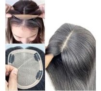 Matu galotnes Real Hair Toppers sievietēm, 10-22 collas, dabīgi cilvēka mati ar 3 neslīdošiem klipšiem un 14 x 16 cm lielākiem zīda bāzes matu galotnēm sievietēm ar matu izkrišanu Hair Topper (18 inc.)