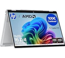 HP OmniBook X Flip 2-in-1 nākamās paaudzes mākslīgā intelekta klēpjdators, AMD Ryzen AI 5 340 (6C), specializēts NPU mākslīgajam intelektam, 50 NPU topi, Copilot+ PC, 16 collu WUXGA 1920 x 1200 skārienjūtīgais ekrāns, 16 GB, 512 GB SSD, Win11