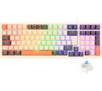 Rii mehāniskā tastatūra Spēļu tastatūra, Spēļu tastatūras kabelis ar QWERTZ, Mehāniskā tastatūra ar zilu slēdzi (skaļa), tastatūra Spēļu tastatūra 75 procenti (kabeļa savienojums)