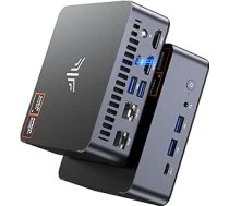 NiPoGi AM21 Mini PC Α-MD Ryzen 7 8745HS (8C/16T, līdz 4,9 GHz), 32 GB DDR5 5600 MHz (2 x 16 GB), 1 TB NVMe SSD (līdz 4 TB), 4K Quad Display (HDMI 2.1/DP 1.4/USB4) WiFi 6, BT 5.2, Dual LAN, Galda dators priekš