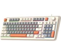 Lancoon vadu mehāniskā spēļu tastatūra ar 94 taustiņiem, 3 krāsas, jauktās tastatūras, dzesētājs, gaismas efekts, regulējams turētājs, multimediju funkcija datoram (balta)