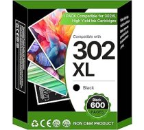 302XL 302 XL melnas krāsas kasetnes, kas saderīgas ar HP 302 XL printeru kasetnēm HP Envy 4525 4520 4527 4522 4524 HP Officejet 3831 3830 3833 5220 5230 HP Deskjet 3630 3636 1110 (1 iepakojums, melnas krāsas)