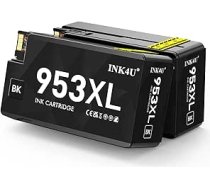 INK4U 953XL melnas krāsas printeru kasetnes, kas ir saderīgas ar HP 953 XL kasetnēm HP Officejet Pro 8710 8715 8740 8720 8718 7730 8728 8719 7740 7720 8730 8725 8210 8218 Printerim (melnas krāsas)