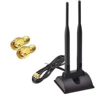 Eightwood WiFi antena 2.4G / 5.8G Dual Frequency Magnetic 6dBi RP-SMA Adapter 2 m pagarināšanas kabelis WLAN PCI WiFi kartēm Bezvadu maršrutētājs Bluetooth TP-Link Dlink Multi-Way