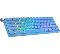 Geeky GK61 SE 60% mehāniskā spēļu tastatūra, 61 taustiņš, daudzkrāsains RGB LED fona apgaismojums PC/Mac spēlētājiem, ANSI ASV amerikāņu izkārtojums (zila, mehāniskā, melna)