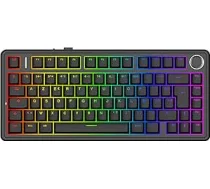 MechLands Aula F75 PRO ISO-FR 75% Personalizēts personalizēts klavieru taustiņš Creamy, spēļu automāts bez filtra BT5.0/USB-C/2.4 GHz, Hot Swap, Molette, RGB, Reaper slēdži, paredzēts Win/Mac (melns)