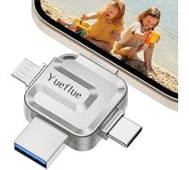Nav nepieciešama lietotne: Yueflue USB zibatmiņas karte 128 GB, USB zibatmiņas karte iPhone, lai uzglabātu vairāk bildes un video. 4 in 1 Memory Stick iPhone metāliska krusta forma, atmiņas karte i0S/Android/PC.