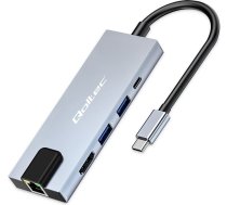 Hub adapteris usb-c 5in1 | usb-c pd 100w | 2xusb | hdmi 4k | rj45