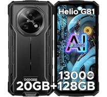 DOOGEE Fire 5 Pro Android 15 AI āra mobilais tālrunis bez līguma, 13000 mAh āra viedtālrunis, Mediatek Helio G81, Gemini AI, 20GB + 128GB/2TB TF, 6,6" HD + 13MP, 4G LTE, 3 karšu slots/NFC