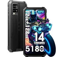 Blackview BV4800 Pro Android 14 Āra mobilais tālrunis 2025, 12GB + 128GB Būvlaukuma mobilais tālrunis, 6,56 collu HD+ āra viedtālrunis NFC, 16 MP kamera, 5180 mAh, IP68 ūdensizturīgs, Dual SIM 4G, 5G