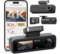 70mai T800E 4K Dash Cam Car 3-Channel, 4K + 1080P + 1080P priekšējā aizmugurējā interjera 3 kanālu autokamera ar HDR F1.55, IR nakts redzamība, 24H stāvvietas uzraudzība, GPS, G-sensors, WiFi 6, Super kondensators ar