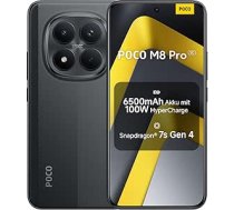 XIAOMI Poco M8 Pro 5G viedtālrunis, 12 GB RAM + 512 GB atmiņa, 6,83 collu 1,5K CrystalRes AMOLED, Snapdragon 7s Gen 4, 50 MP Light Fusion 800 ar OIS, IP68, melns, 2 gadu garantija