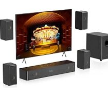 Koka 5.1.2CH skaņu josla TV ierīcēm, 4 skaļruņi, 400 W maksimālā jauda, mājas kinozāles virtuālā surround skaņas sistēma Skaņu josla ar 5,25 collu zemfrekvences skaļruni, ARC/Optical/BT 5.3/AUX/USB, HiPulse N512