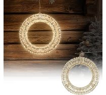 ECD Germany LED Ziemassvētku vainags, 38 cm diametrs, 480 silti baltas mikrodiodes un taimeris, IP44 ūdensnecaurlaidīgs iekštelpās/āra, 3D metāla vainags, LED apgaismojums, piekaramais vainags, gaismas vainags, durvju vainags,