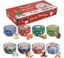 8 aromātisko sveču komplekts Ziemassvētkiem, aromātisko sveču dāvanu komplekts sievietēm, izgatavots no dabīga sojas vaska, aromterapijas sveču komplekts Pateicības dienai un Ziemassvētkiem